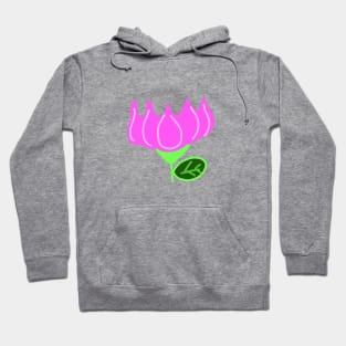 pink lotus green leaves design Hoodie